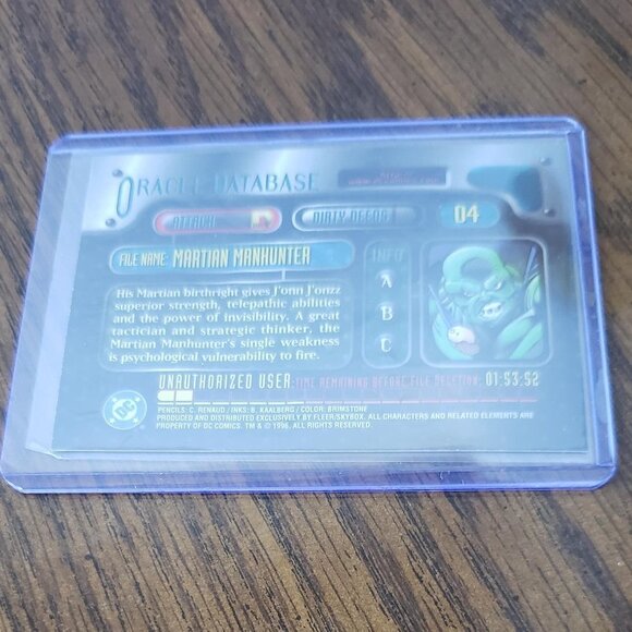 1996 DC Comics Martian Manhunter #4 Outburst Firepower Embossed Card - Picture 3 of 3